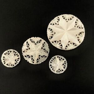 VTG Mother of Pearl 7 & 5 Point Star Brooch Pins and Matching Earrings Mixed Lot